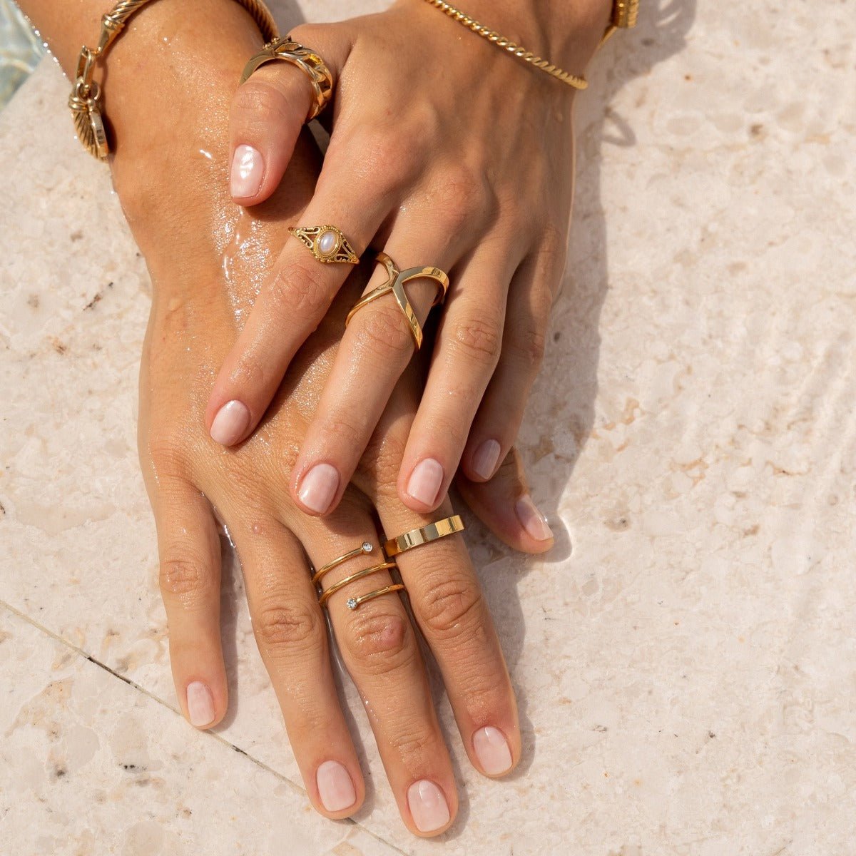 Anatomical Square Ring Plated in 18K Gold