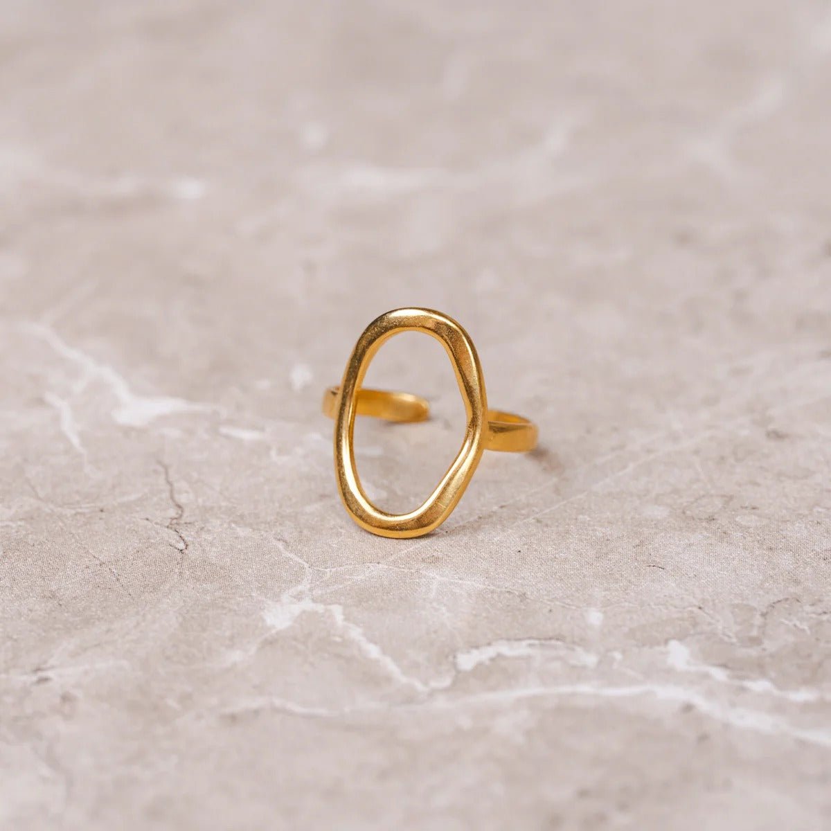 Abstract Organic Contour Ring Plated in 18K Gold