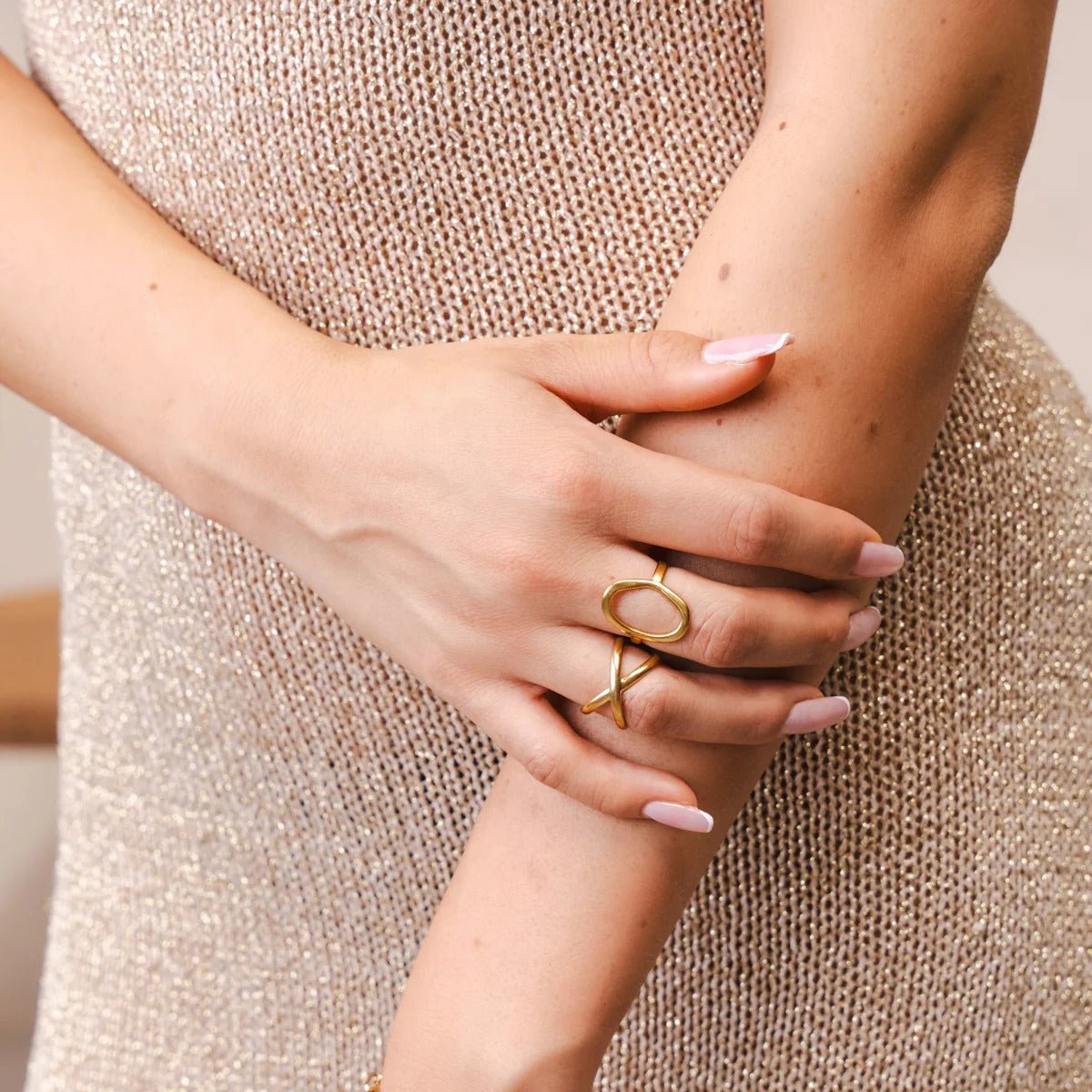 Abstract Organic Contour Ring Plated in 18K Gold