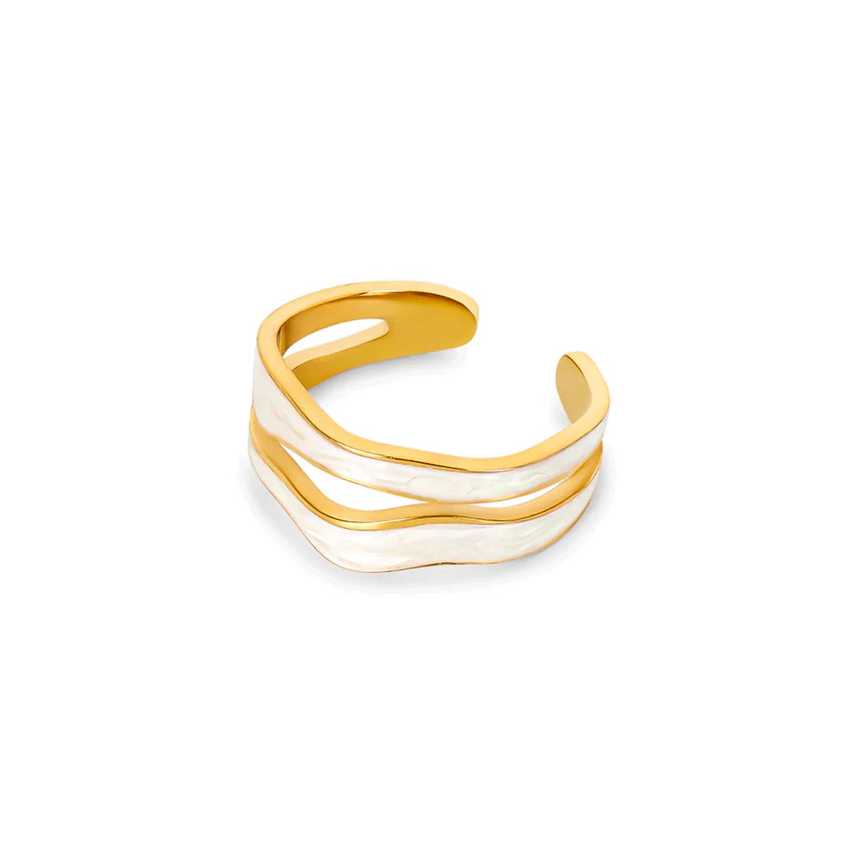 Abstract Mother-of-Pearl Adjustable Ring Gold Plated 18k