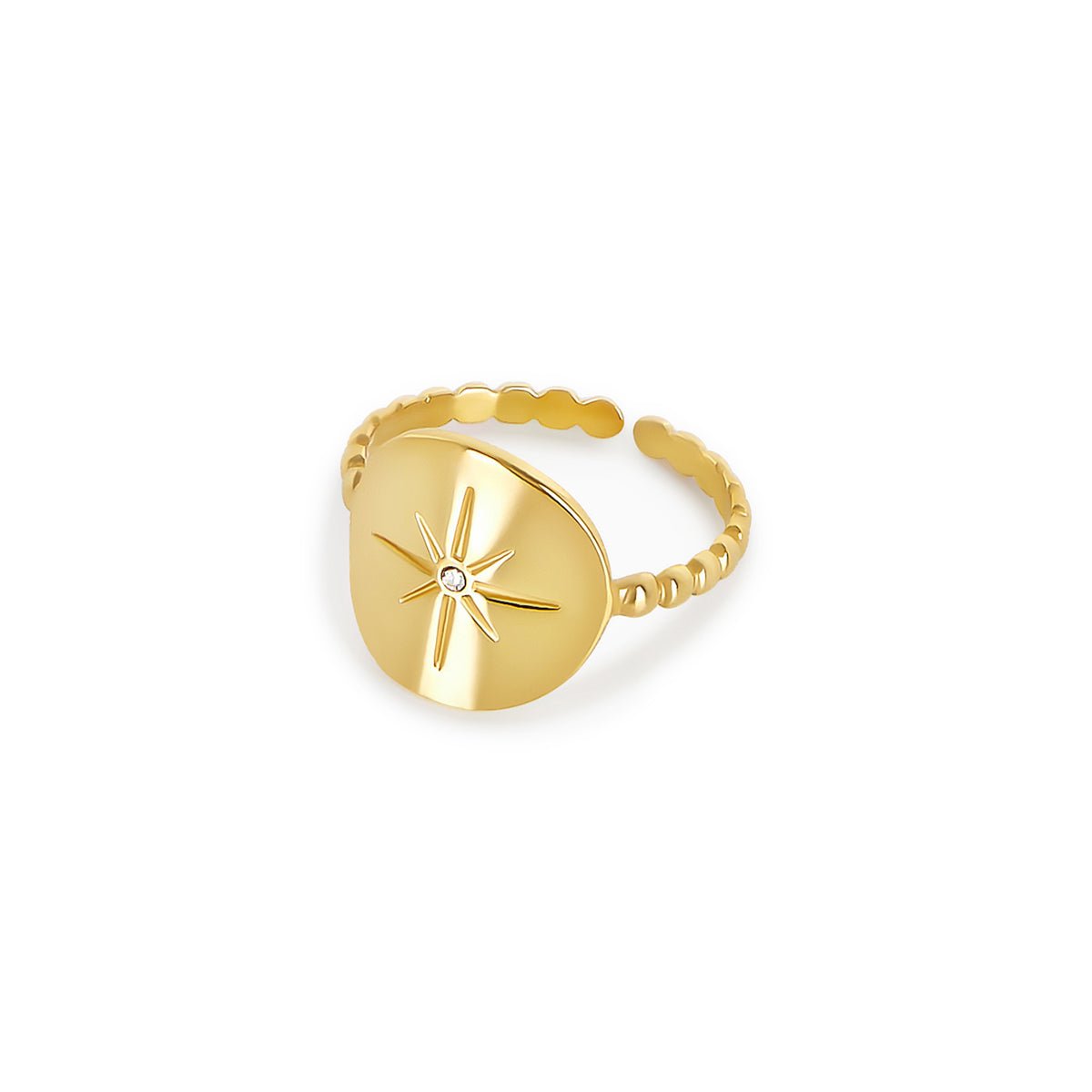 Adjustable Nautical Star Ring Plated in 18k Gold