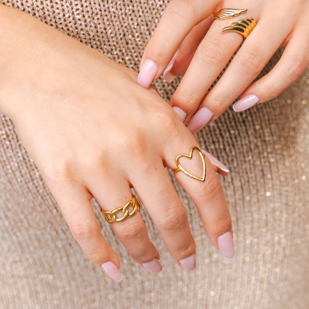 Adjustable Freedom Wings Ring Plated in 18K Gold