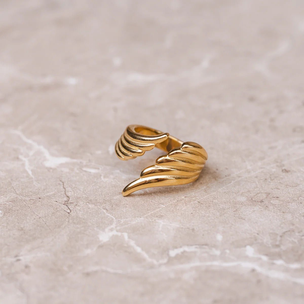 Adjustable Freedom Wings Ring Plated in 18K Gold