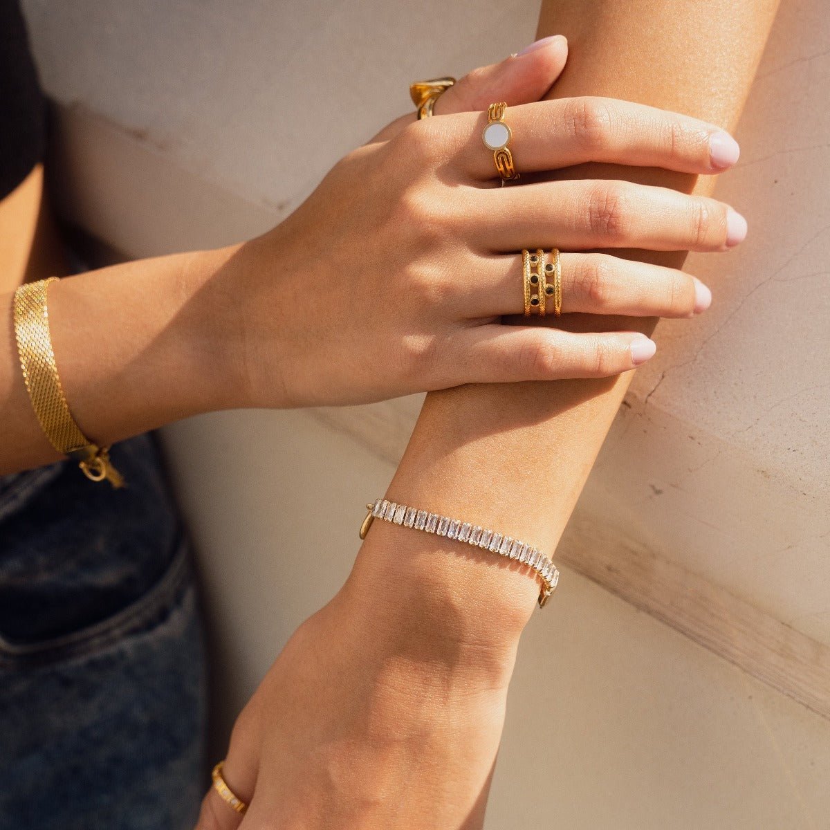 Athena Ring Mother-of-Pearl Stone Plated in 18K Gold