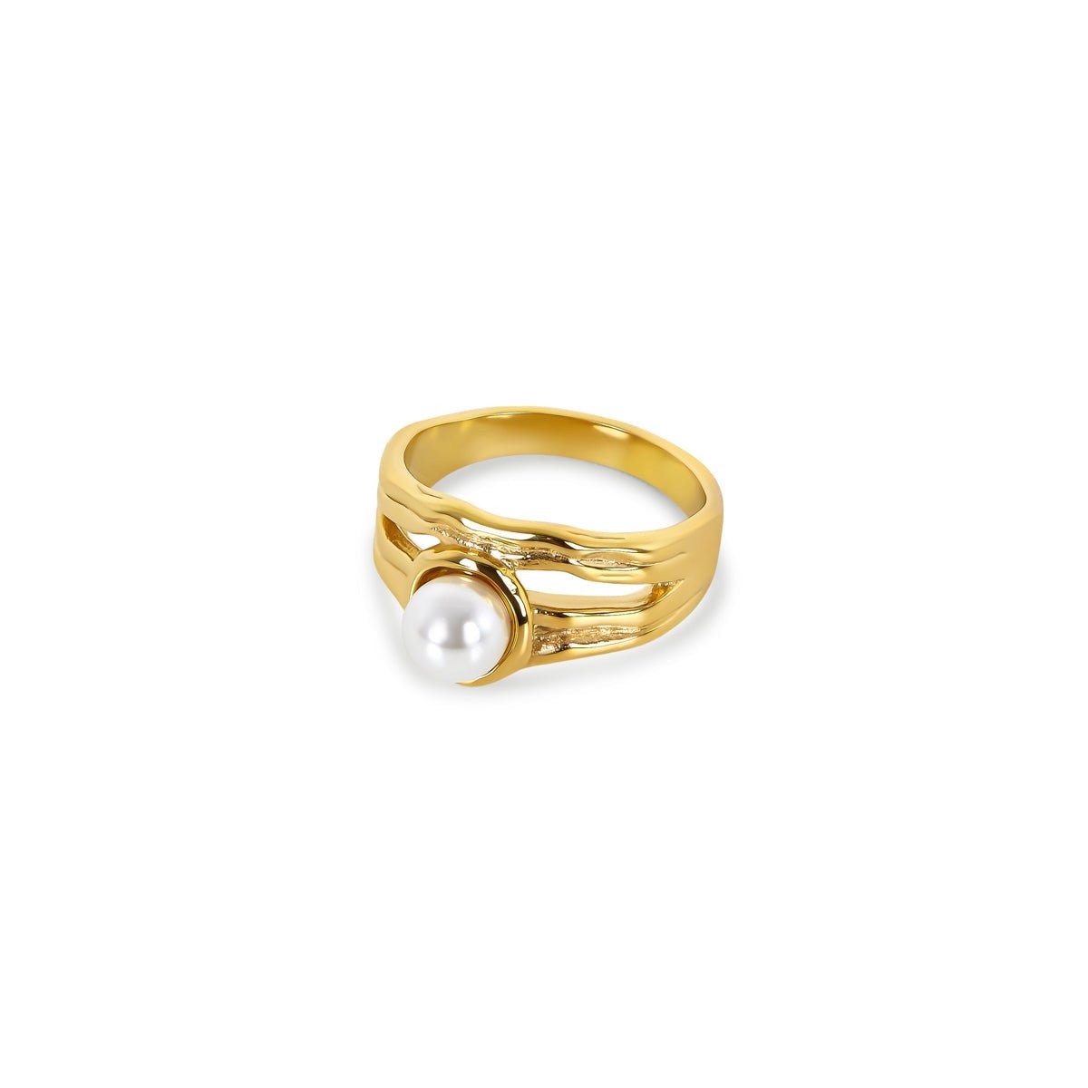 Catalina Pearl Solitaire Ring Plated in 18k Gold