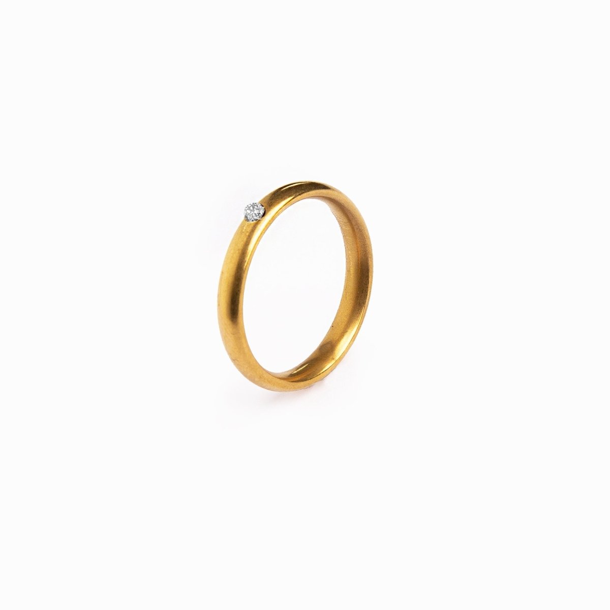 Solitaire Crystal Ring Plated in 18K Gold