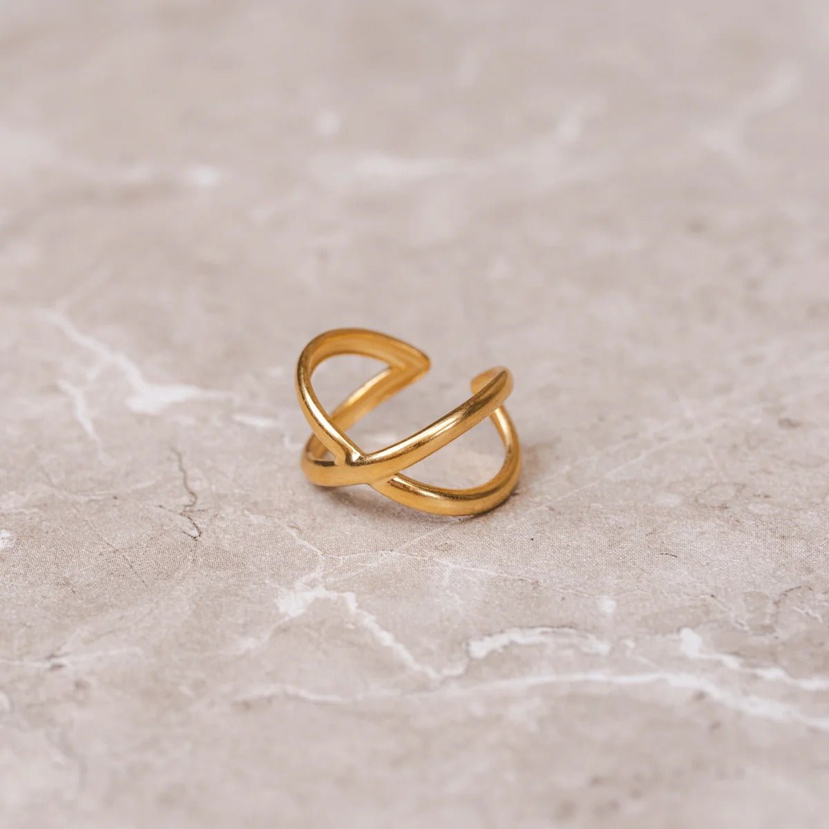 Adjustable Minimal Cross Ring Plated in 18K Gold