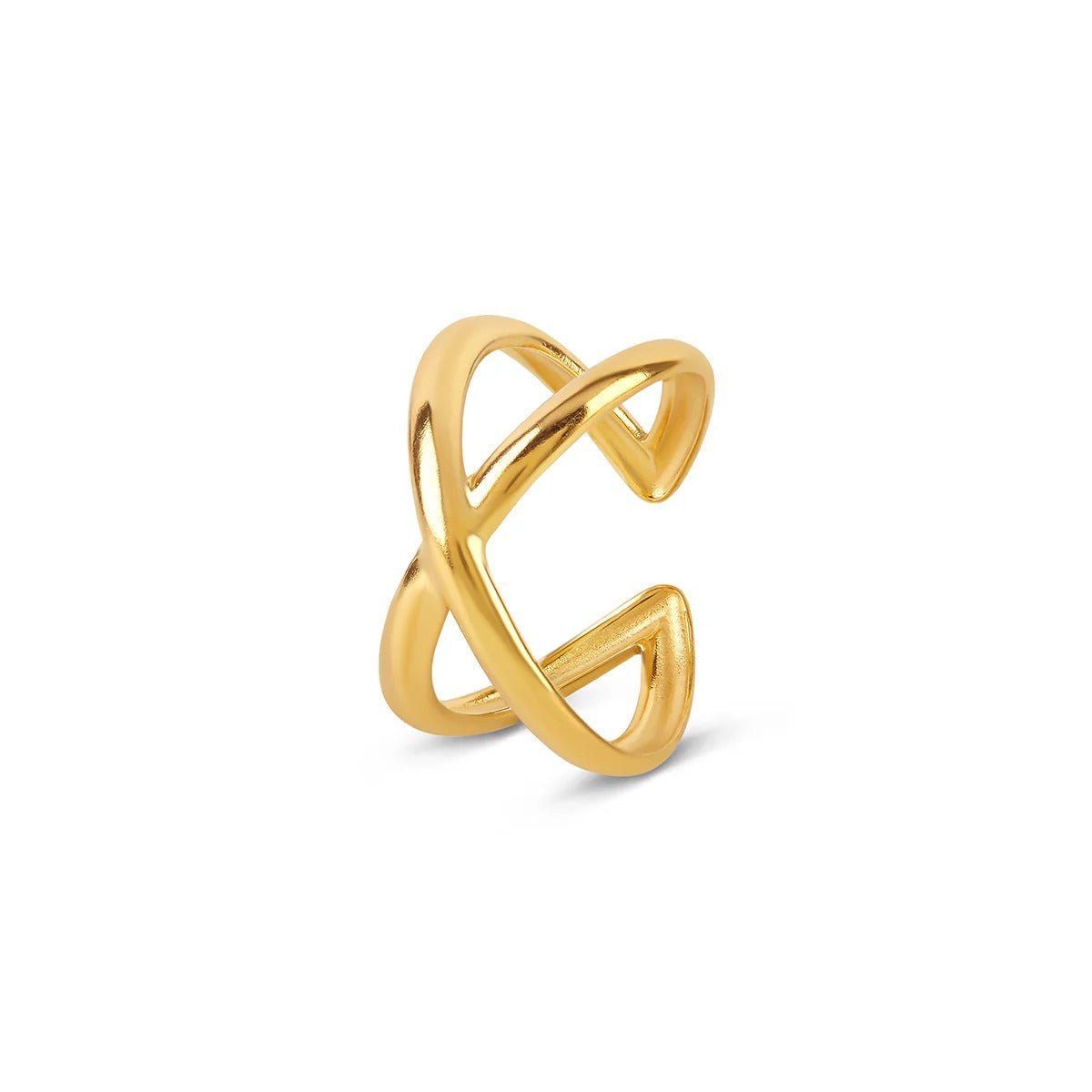 Adjustable Minimal Cross Ring Plated in 18K Gold