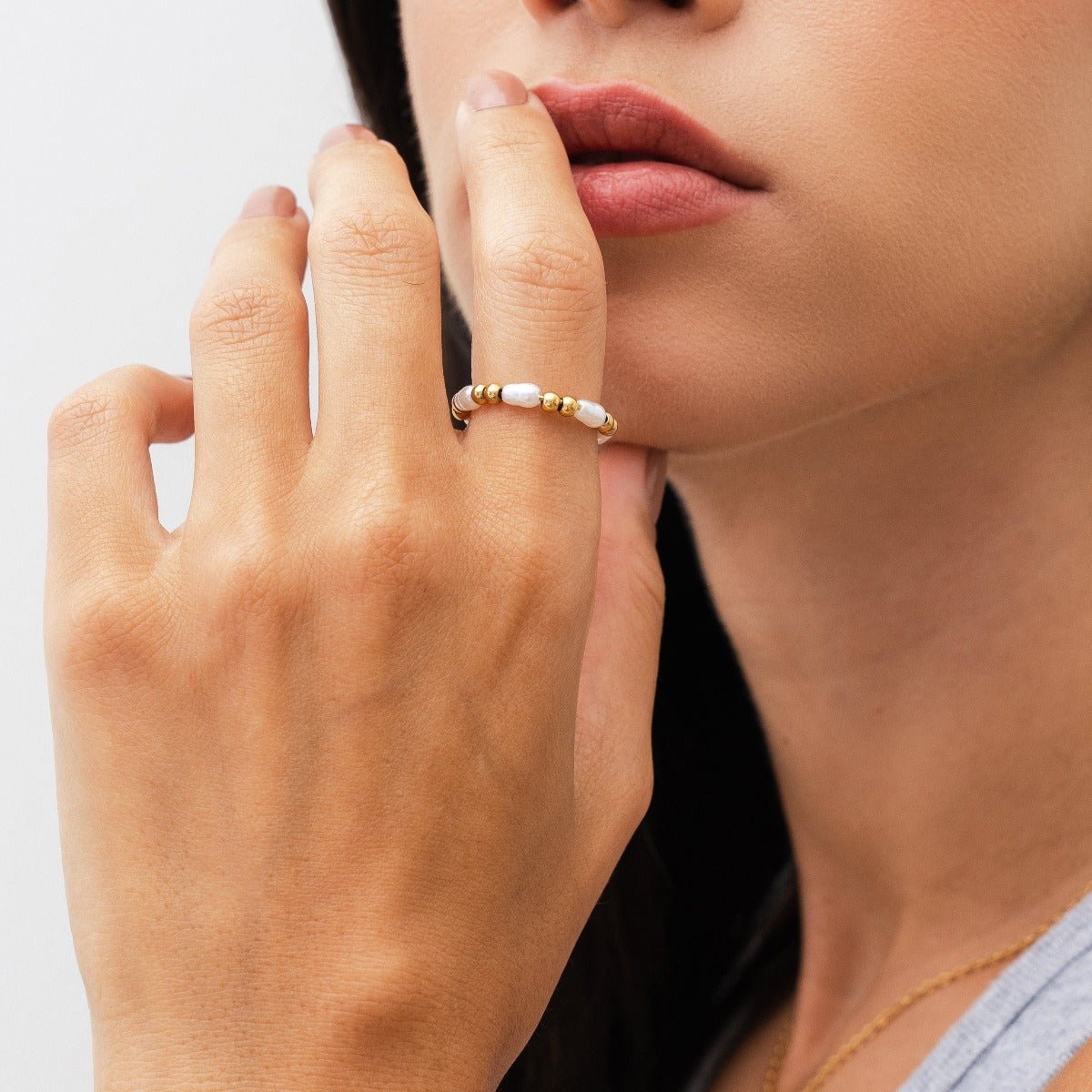 Pearl Dress Ring Plated in 18k Gold