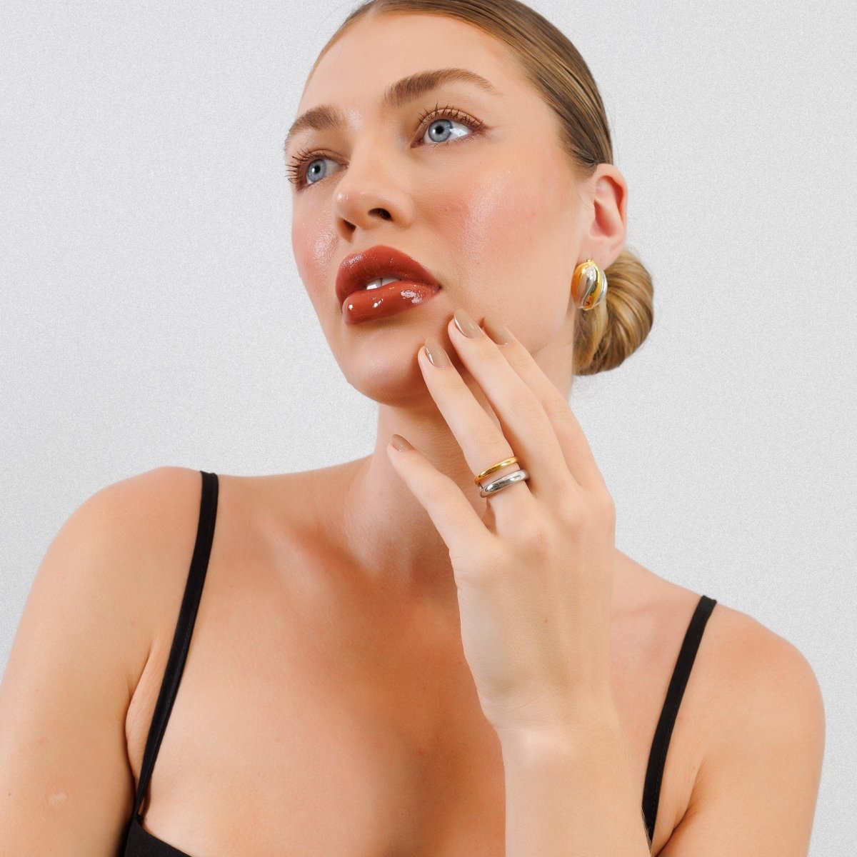 Bague de dualité ajustable avec plaquage or et argent mixte