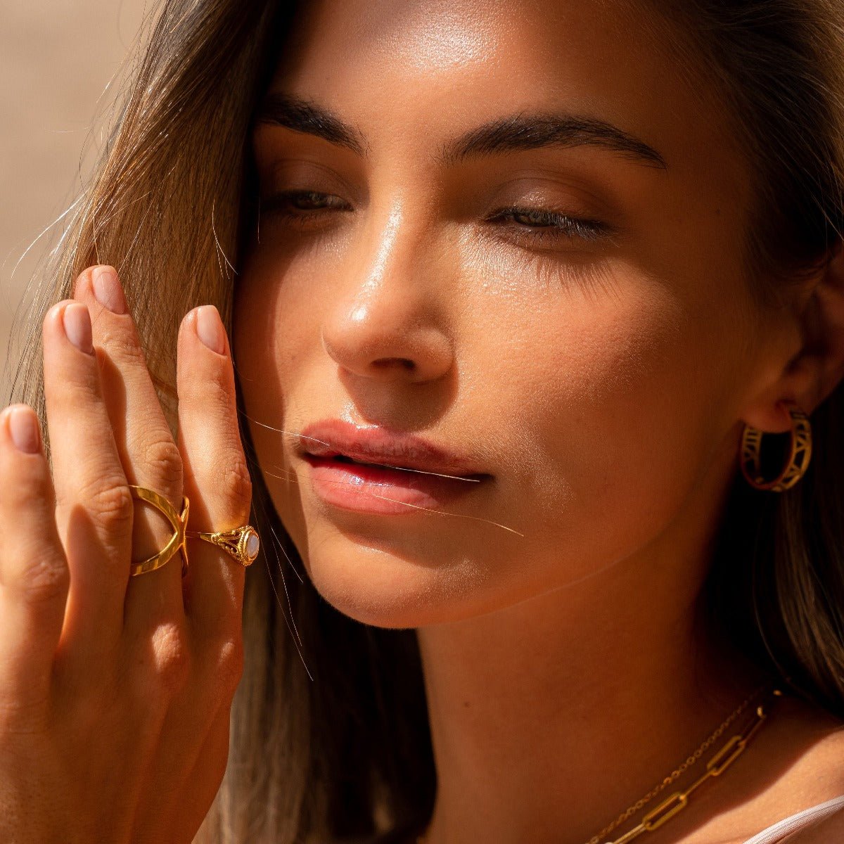 X Ring Plated in 18K Gold