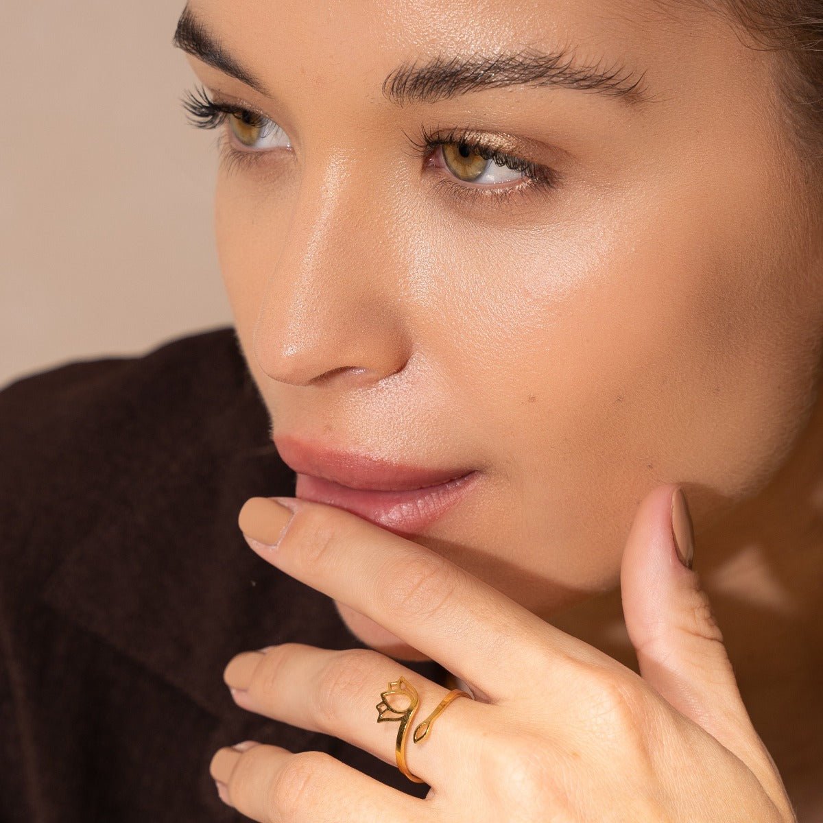 Lotus Flower Ring Plated in 18K Gold