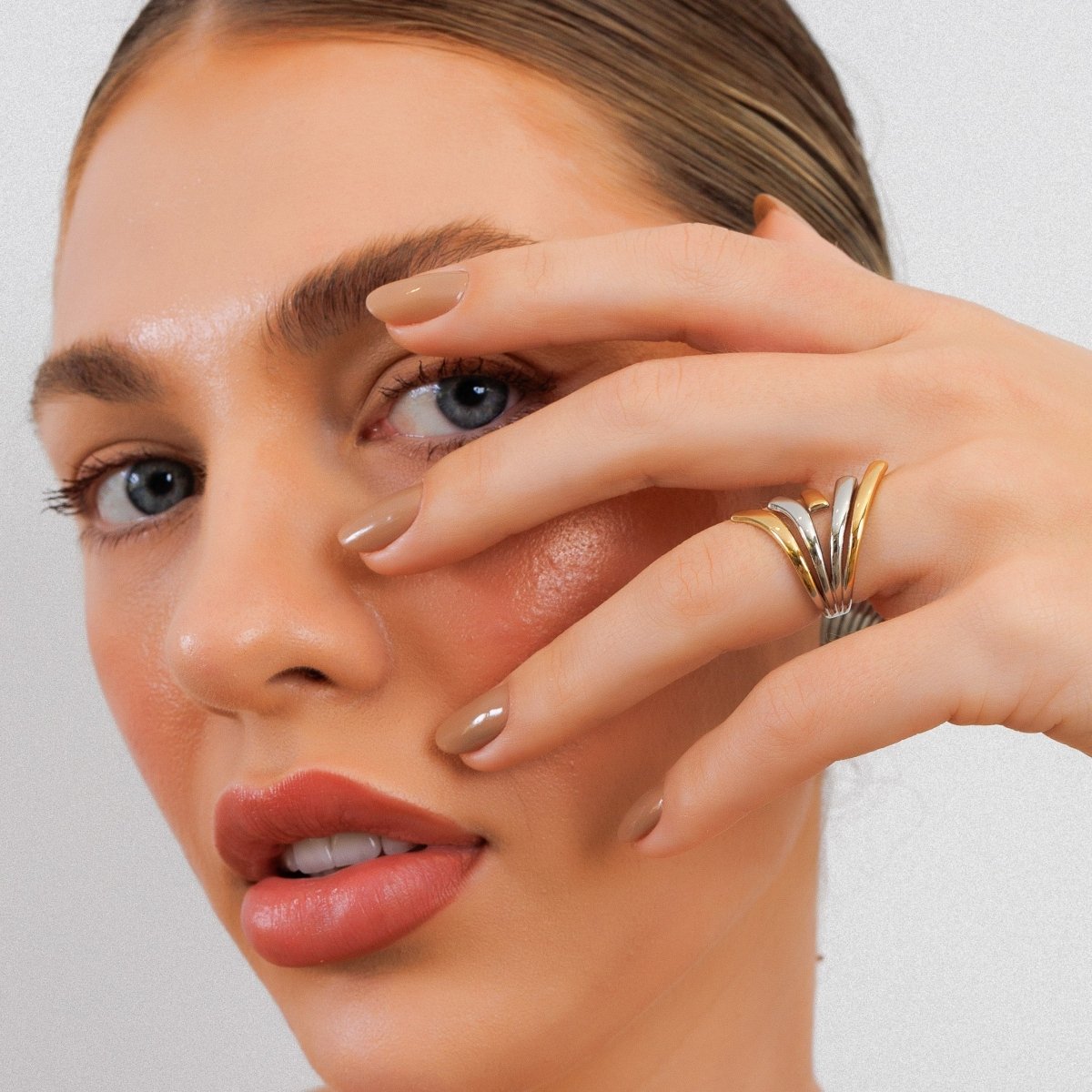 Bague Flow ajustable avec plaquage or et argent mixte