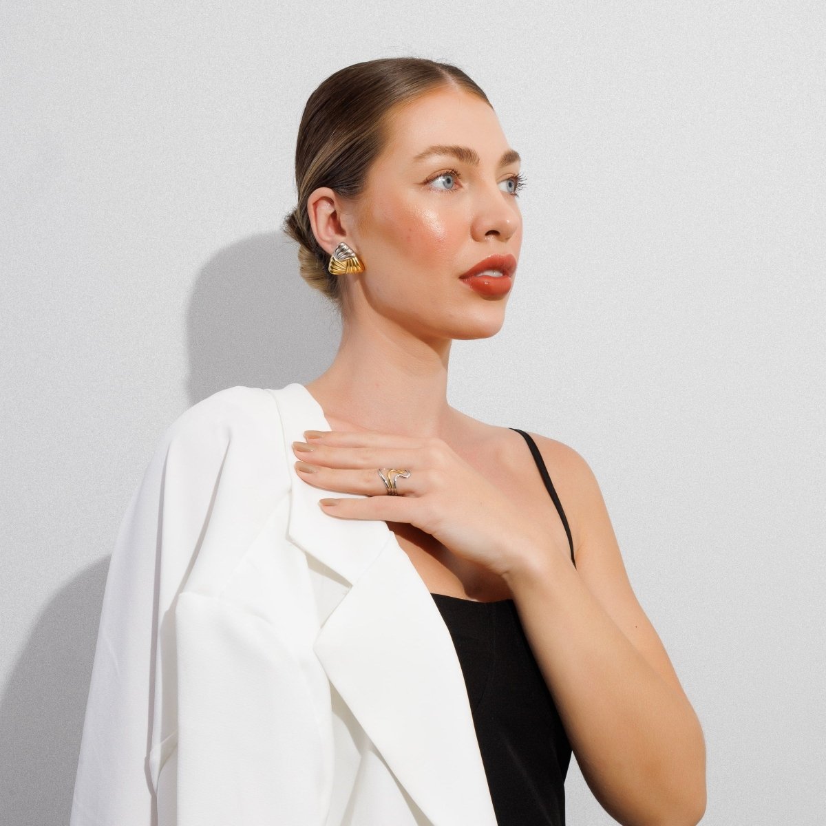 Adjustable Dual Harmony Ring with Mixed Gold and Silver Plating