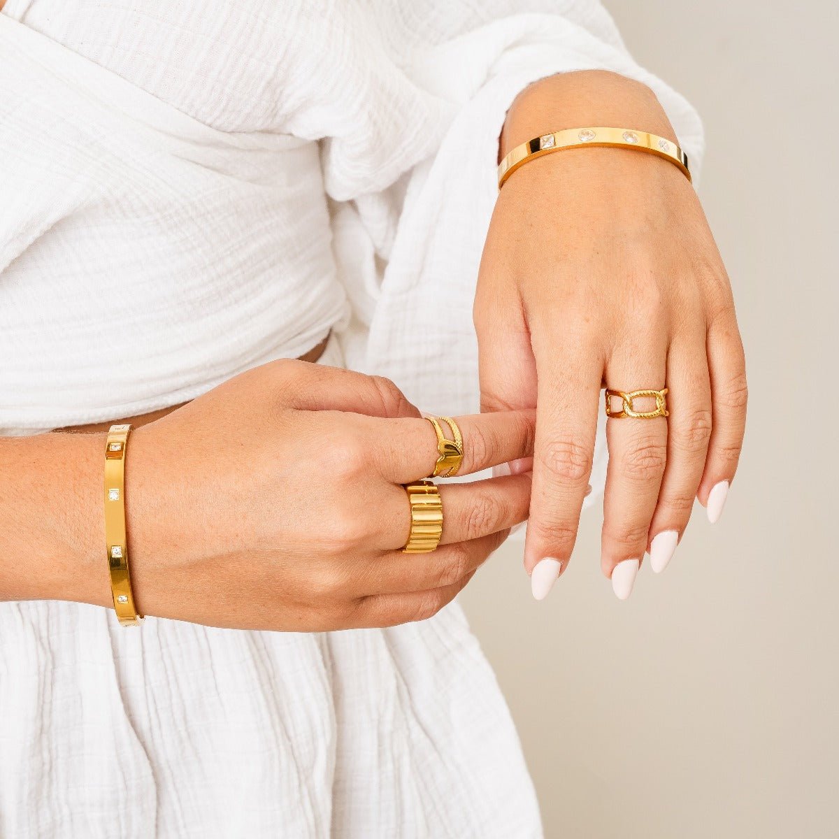 Anel Link Ajustável Banhado em Ouro 18k