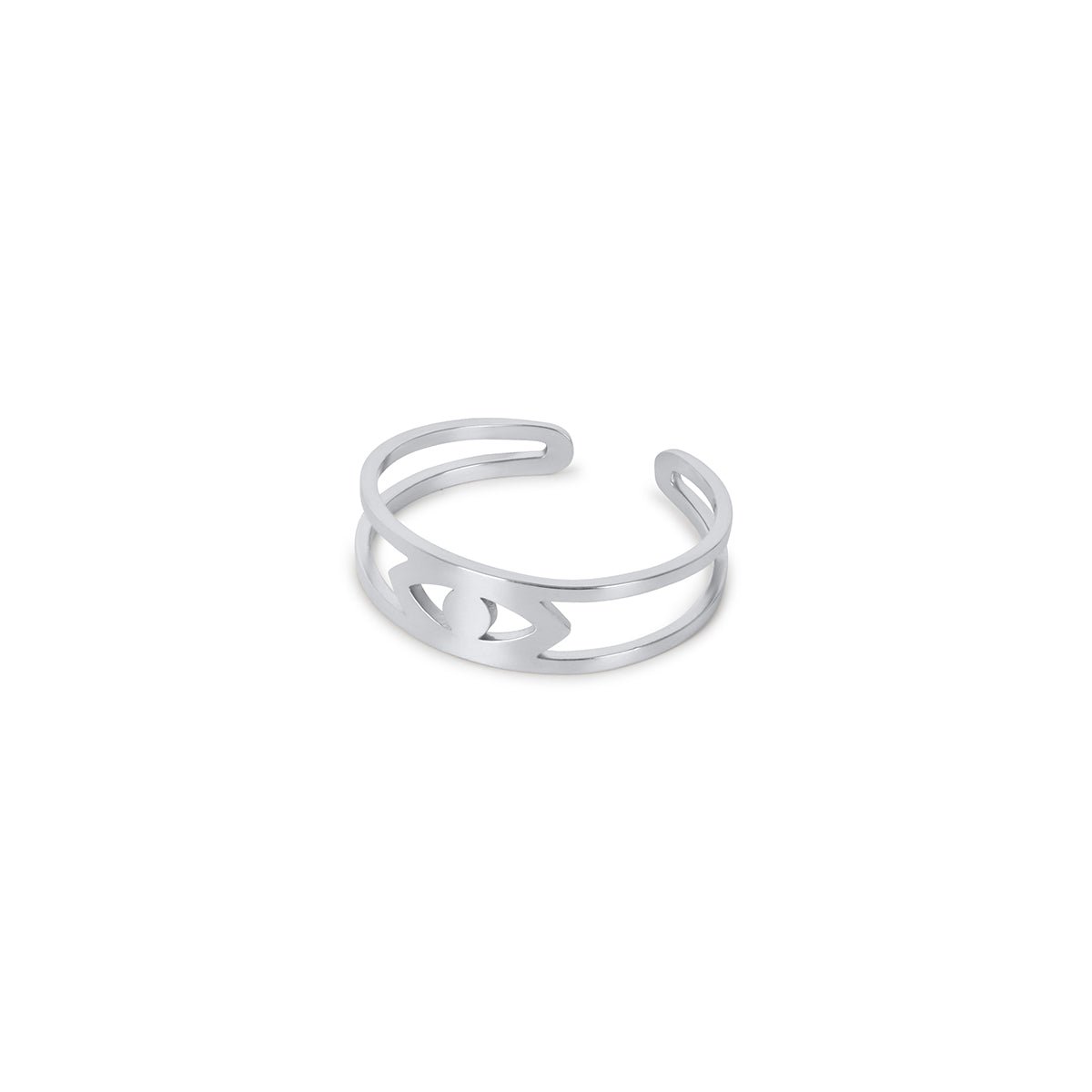 Adjustable Evil Eye Ring - Silver