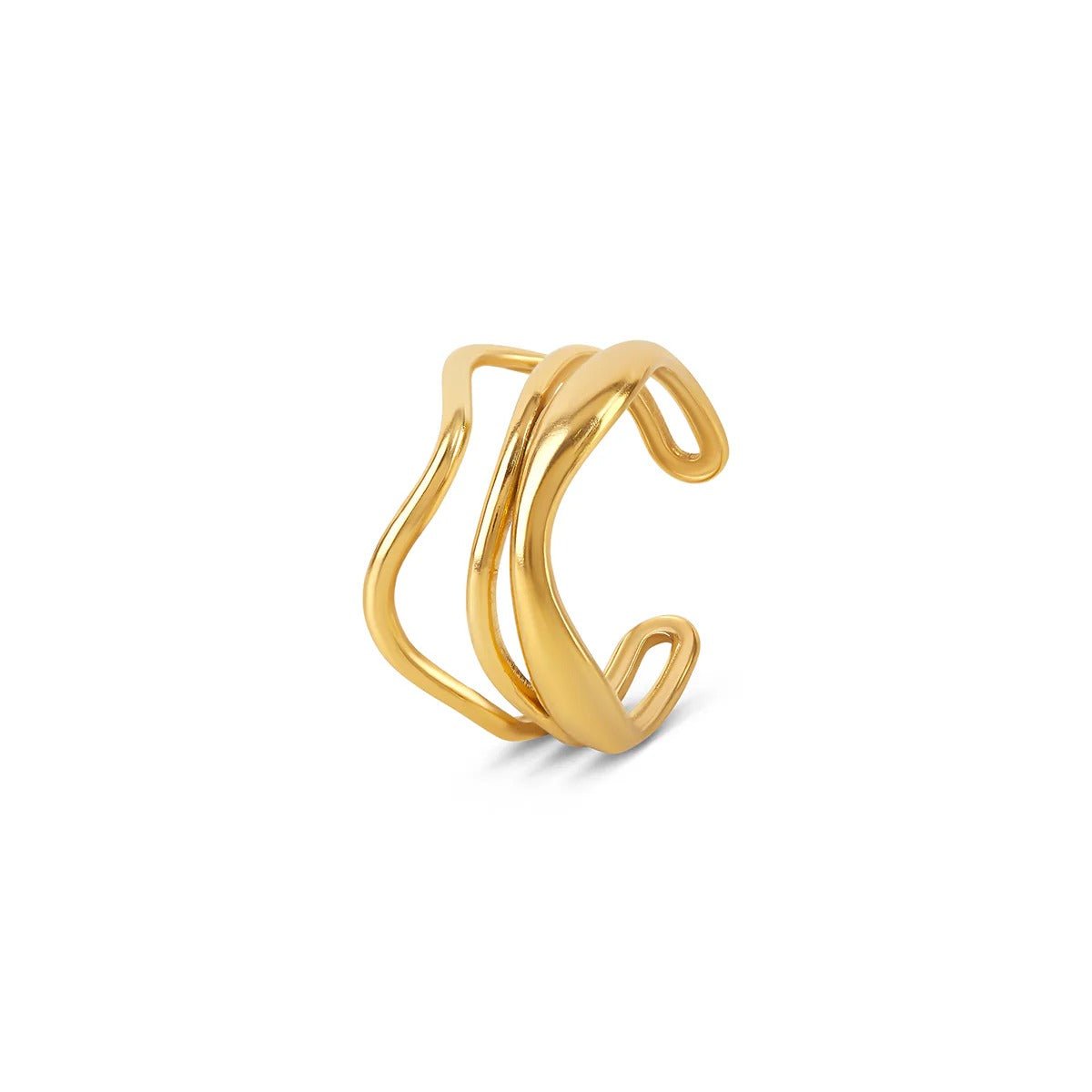Adjustable Waves Ring Plated in 18K Gold