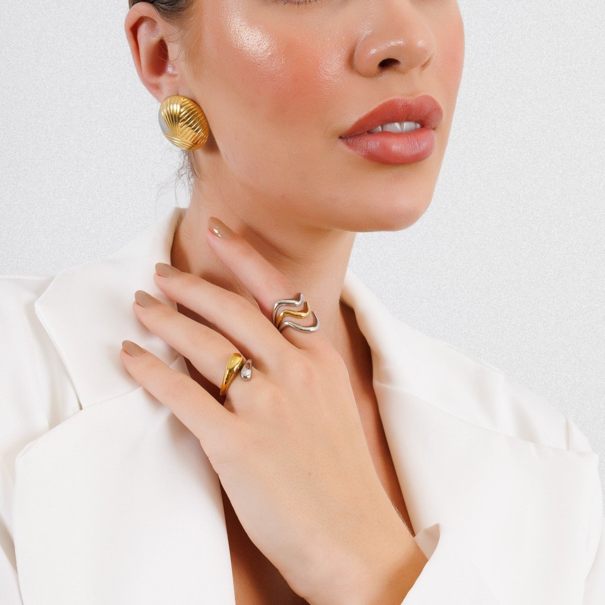 Bague Waves ajustable avec plaquage or et argent mixte