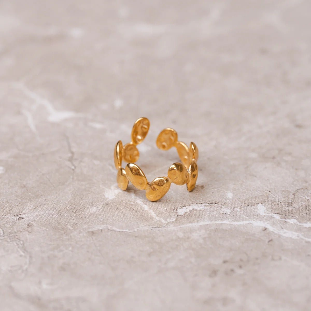 Textured Organic Adjustable Ring Plated in 18K Gold