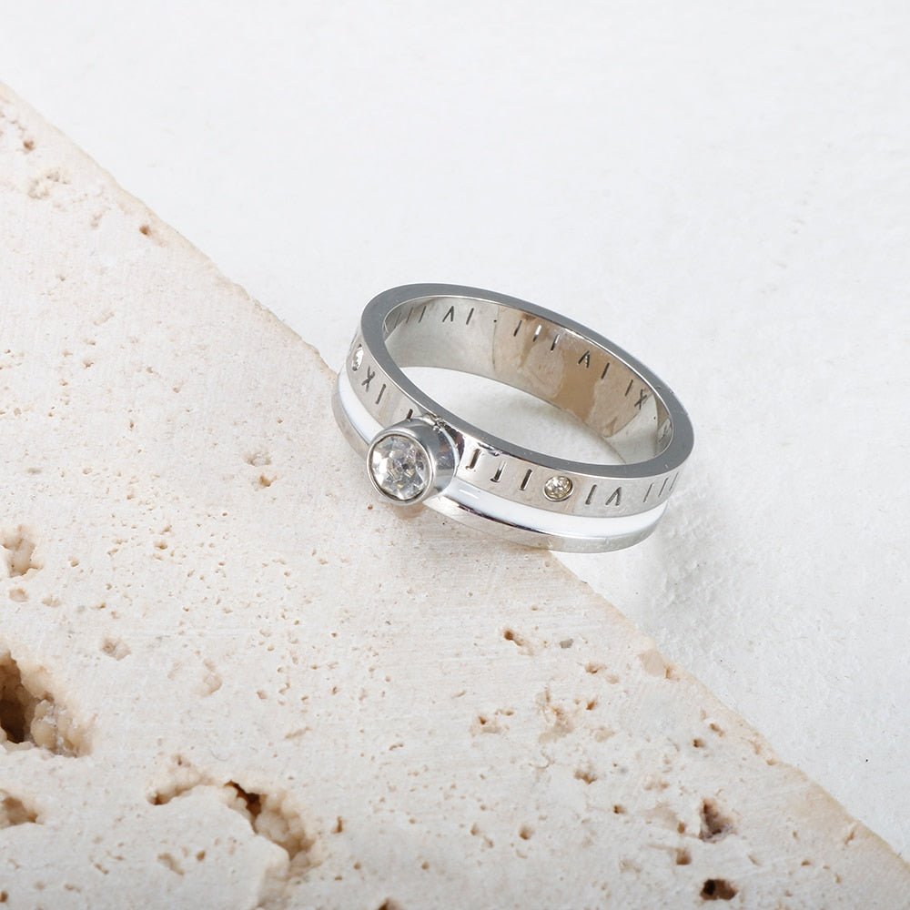 Bague Reine avec pierre cristal - Argent