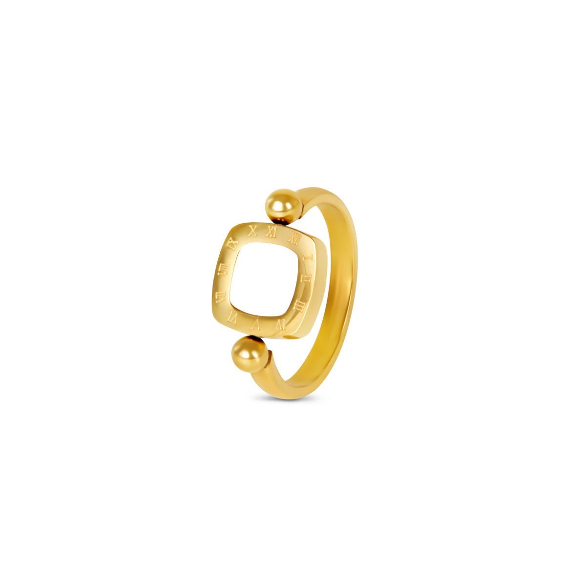 Rotating Square Charm Ring Plated in 18k Gold