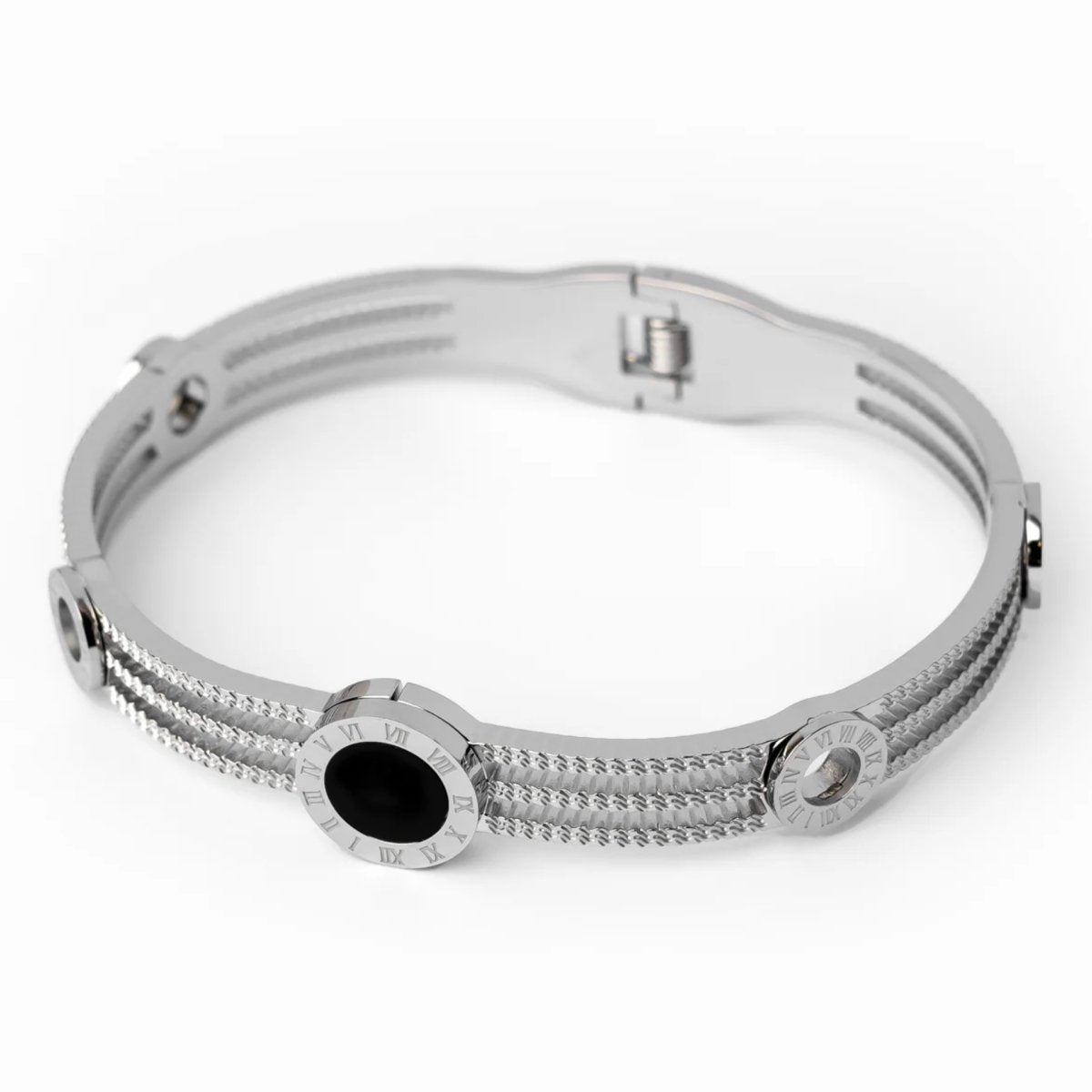 Triple Onyx Bracelet Plated in 18k Gold