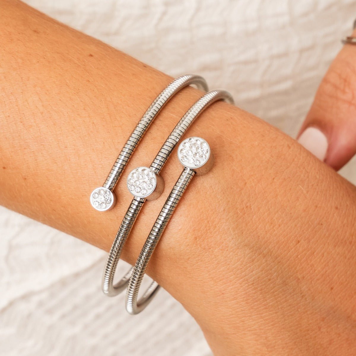 Bracelet spirale en cristaux - Argent