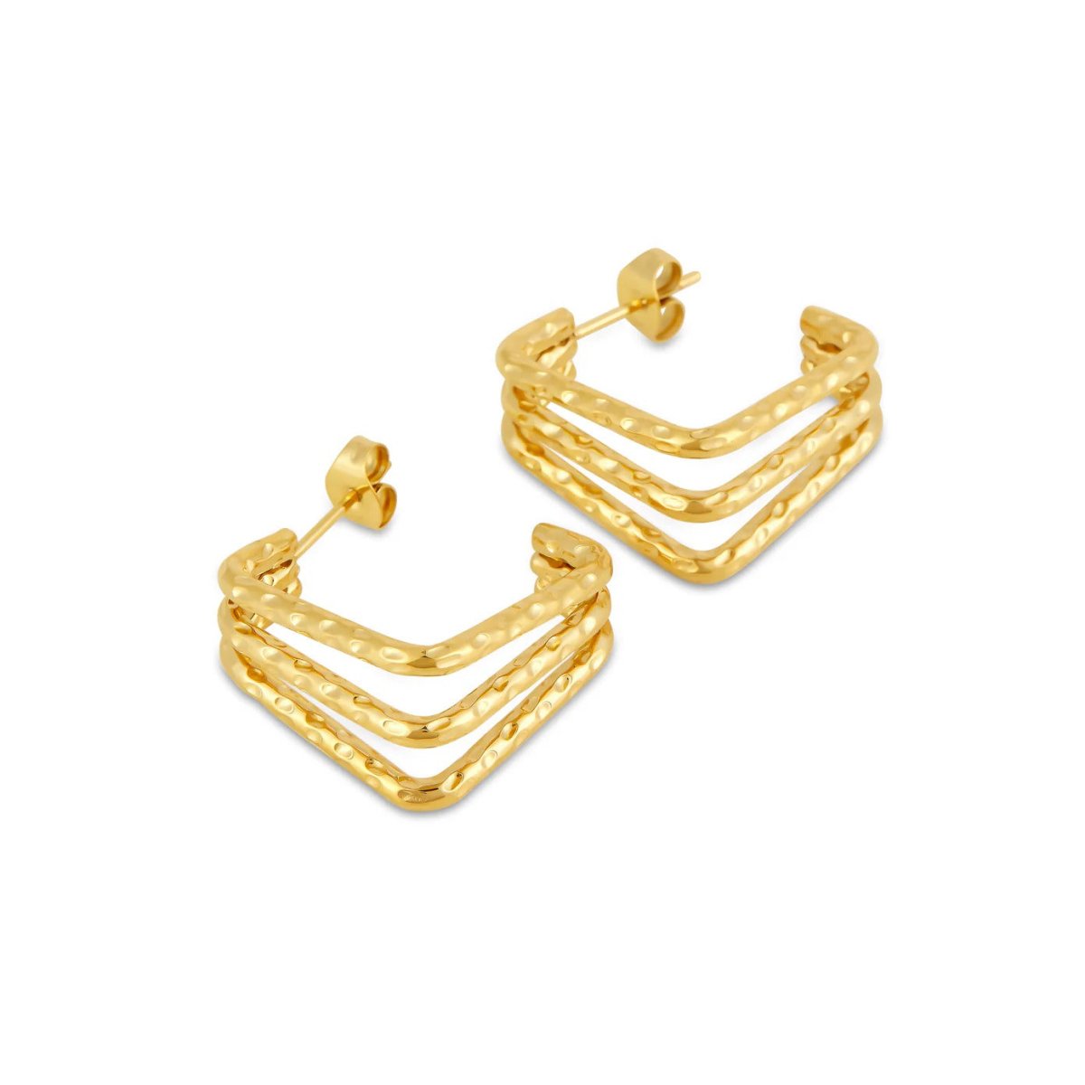 Amelie Triple Division Earrings Plated in 18K Gold