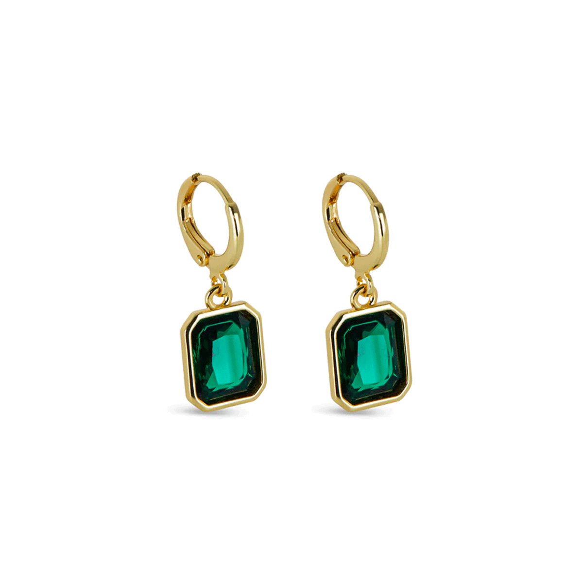 Green Crystal Hoop Earring Plated in 18k Gold