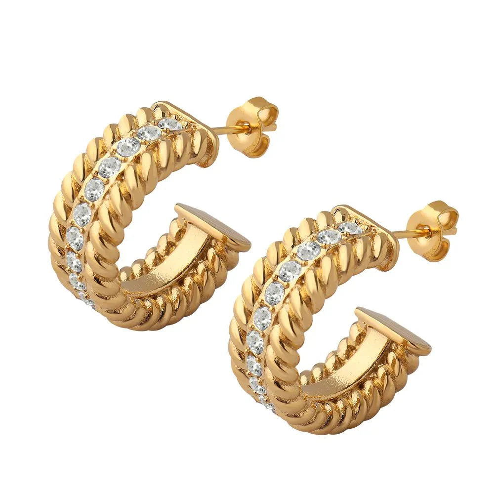 Date Hoop Earring Plated in 18k Gold