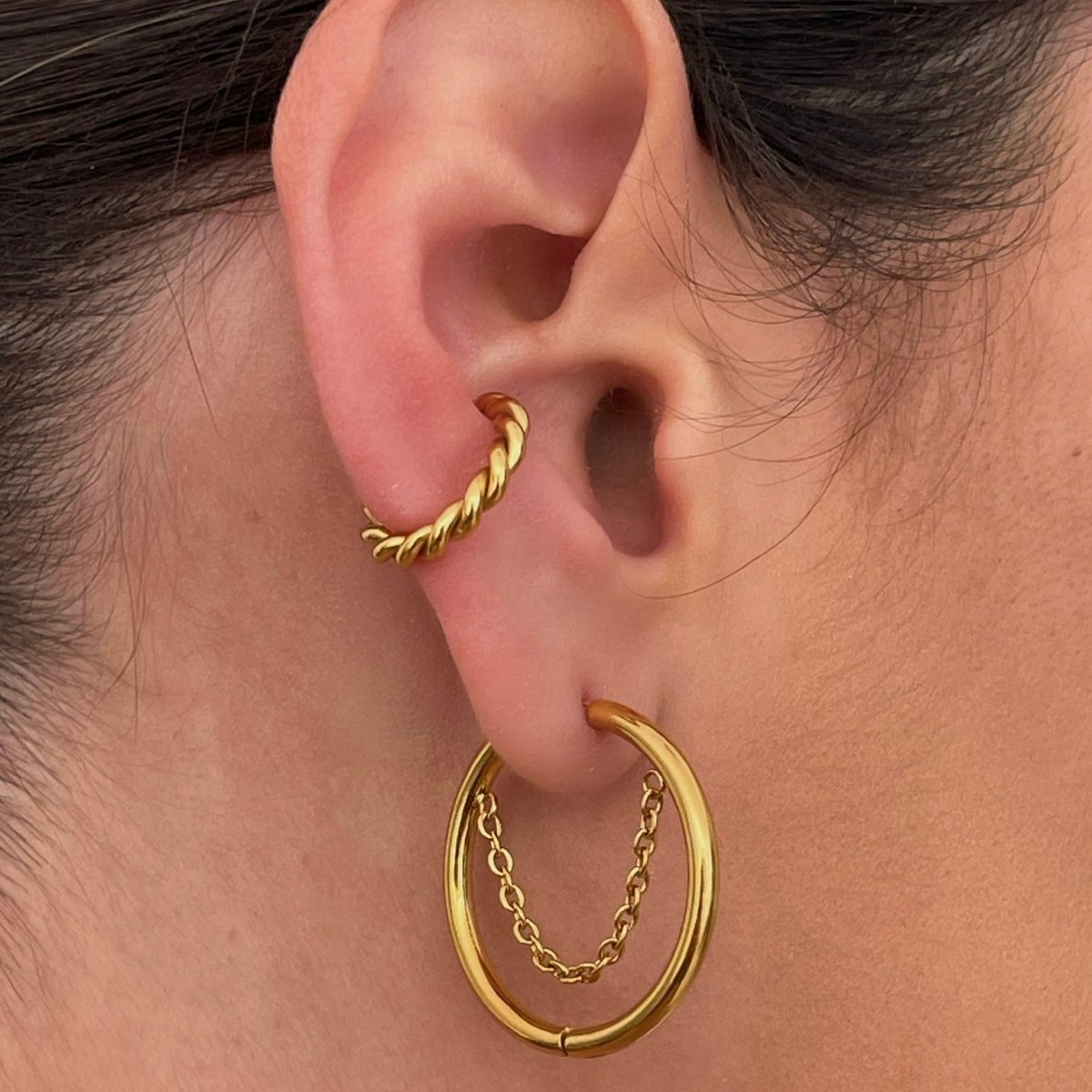 Kite Hoop Earring Plated in 18K Gold