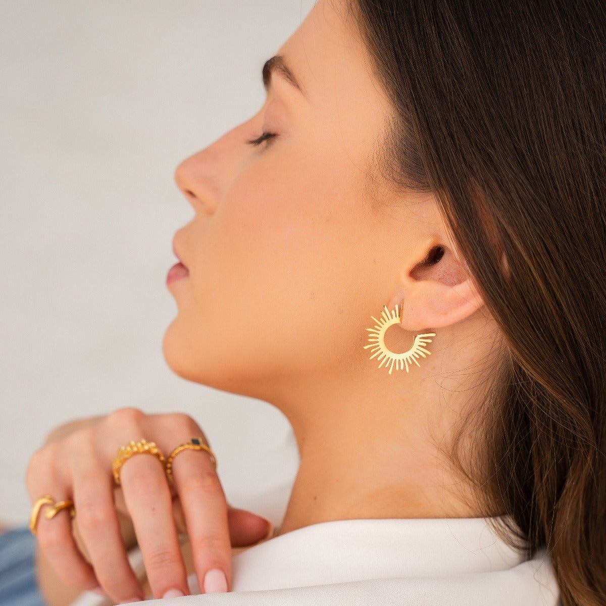 Spike Hoop Earring Plated in 18K Gold