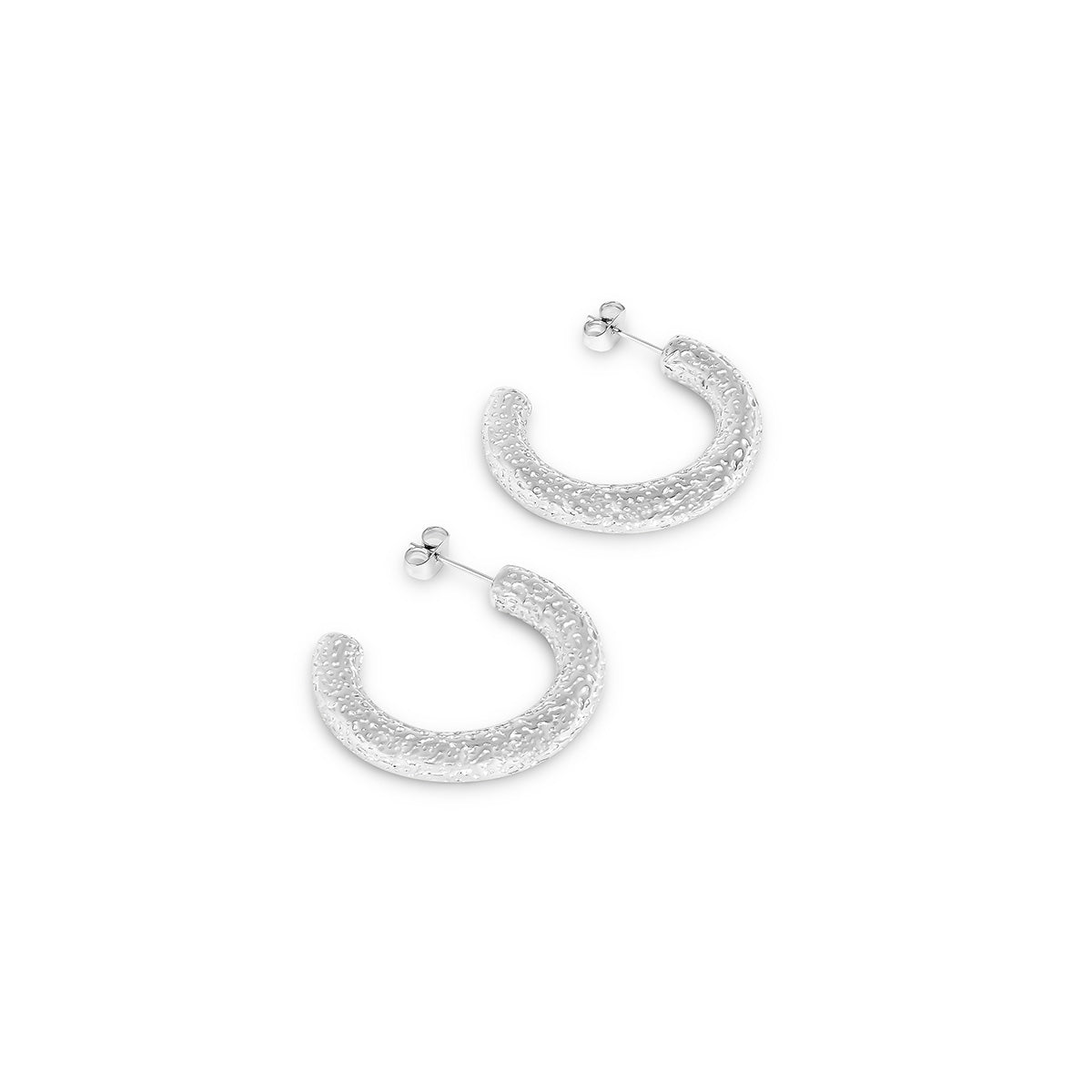 Textured Hoop Earring - Silver