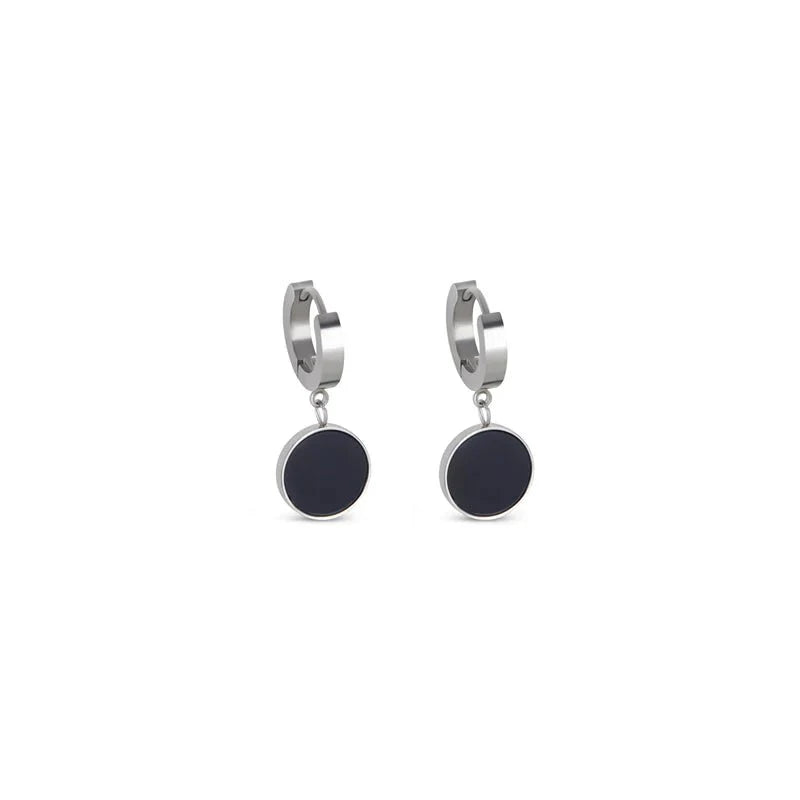 Noir Pendant Earring - Silver