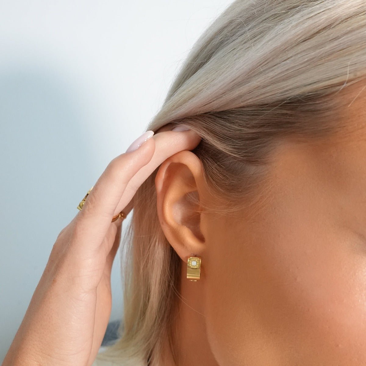 Square Charm Earring Plated in 18k Gold