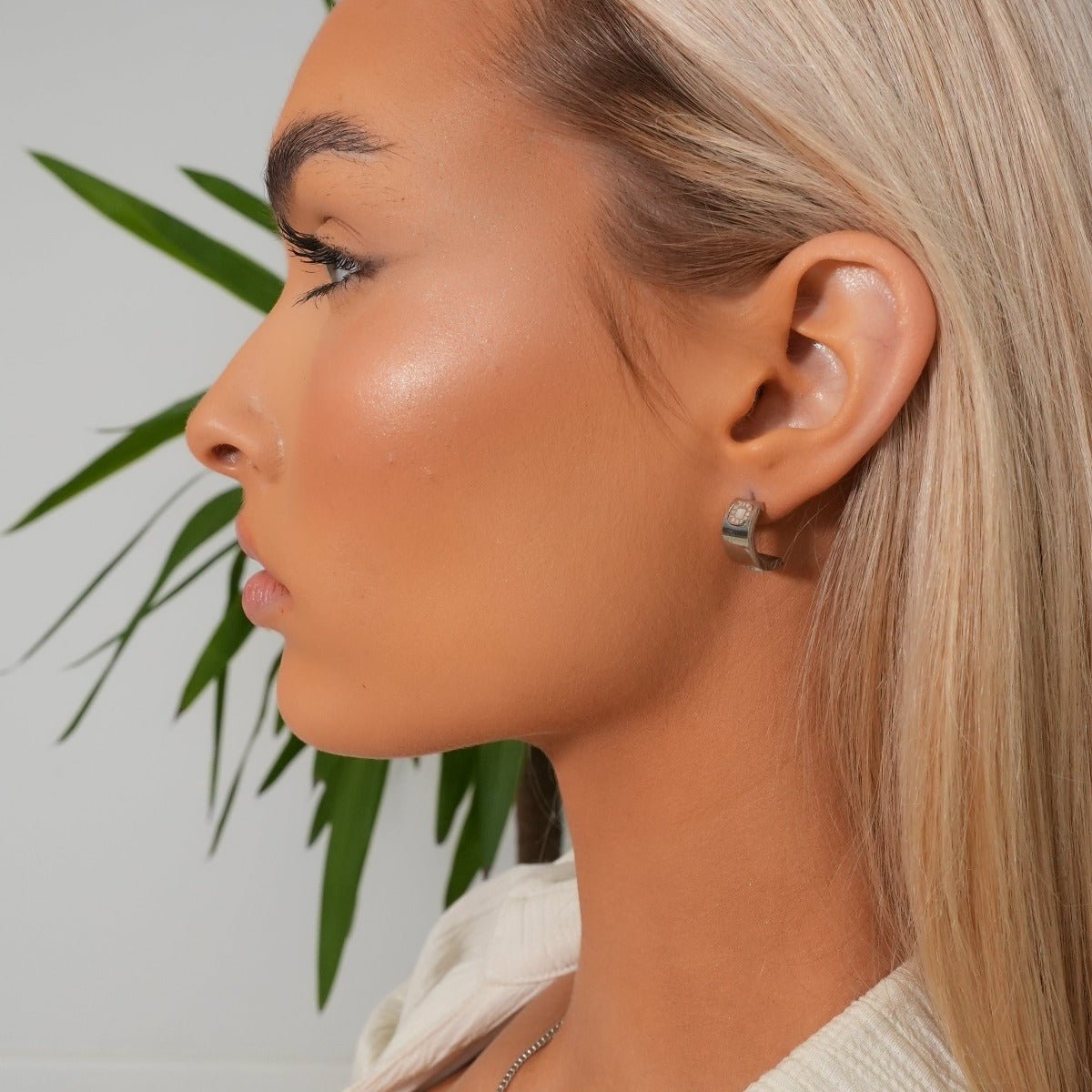 Square Charm Earring - Silver