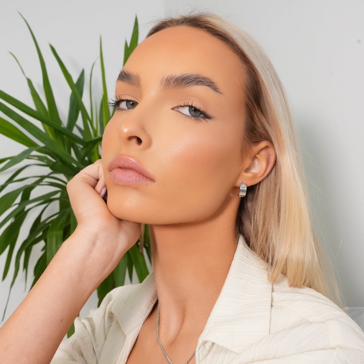 Square Charm Earring - Silver