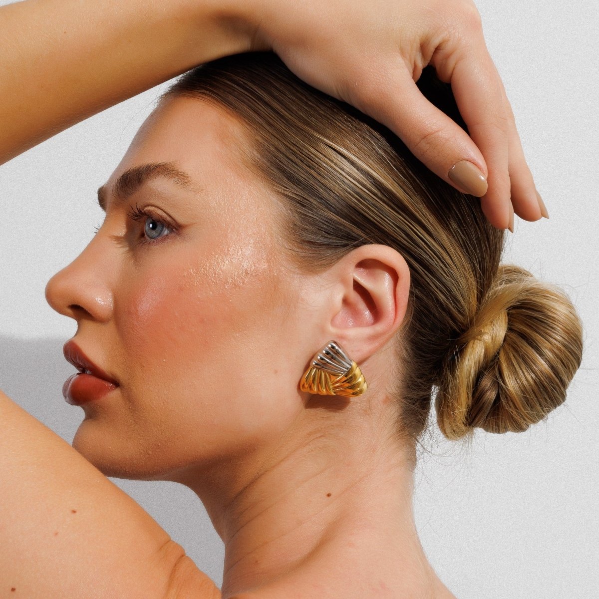 Boucles d'oreilles Triad Shine avec plaquage or et argent mixte