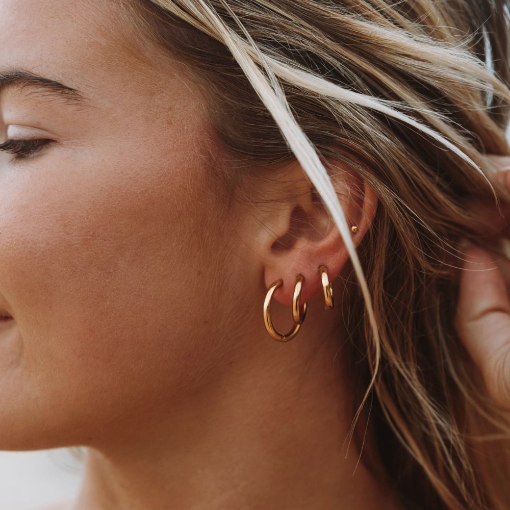 Trio of Hoop Earrings Plated in 18K Gold