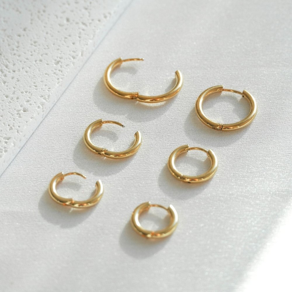 Trio of Hoop Earrings Plated in 18K Gold