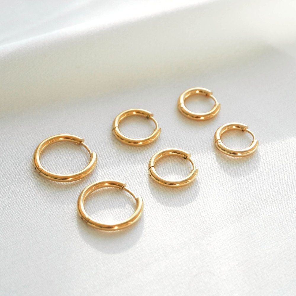 Trio of Hoop Earrings Plated in 18K Gold