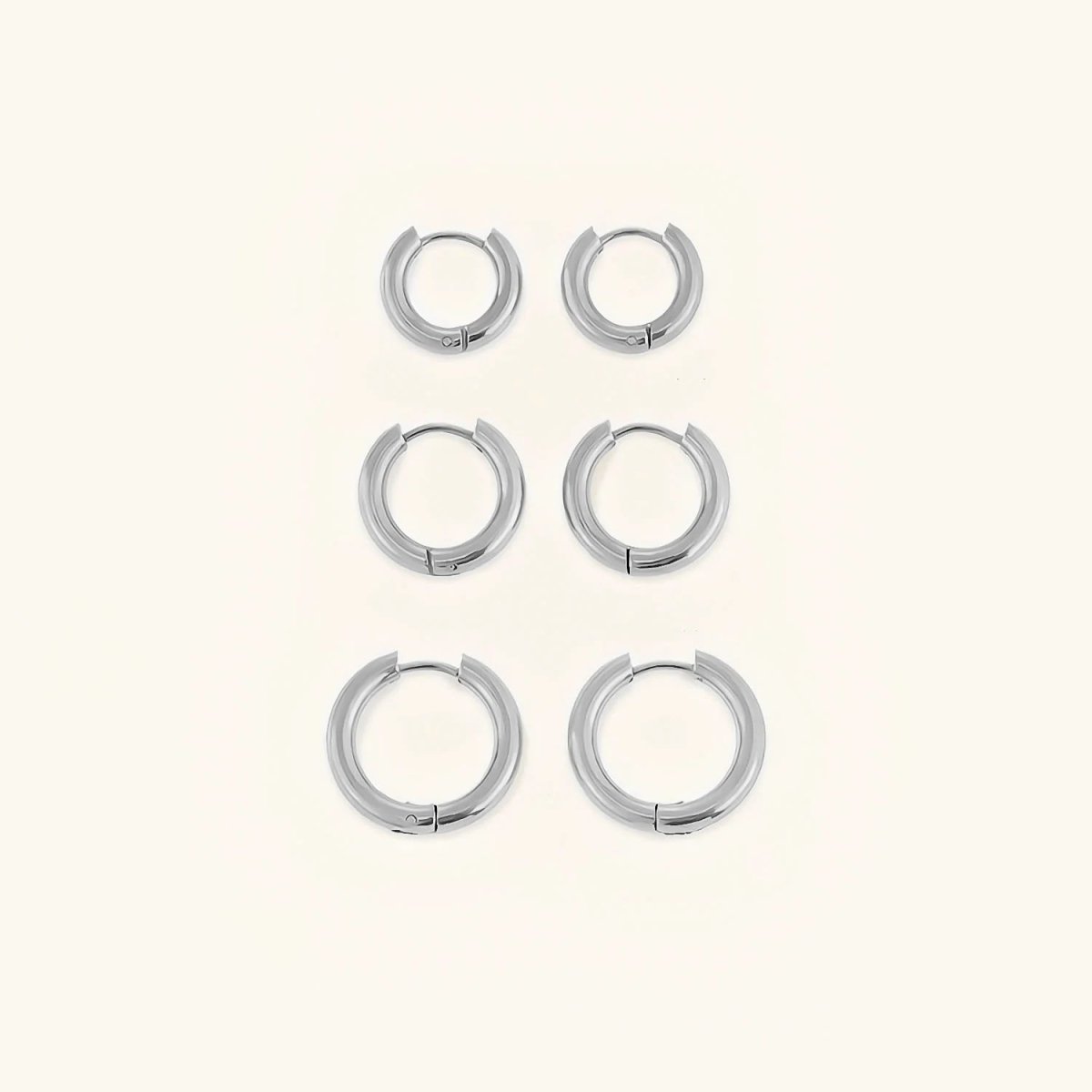 Trio of Hoop Earrings Plated in 18K Gold