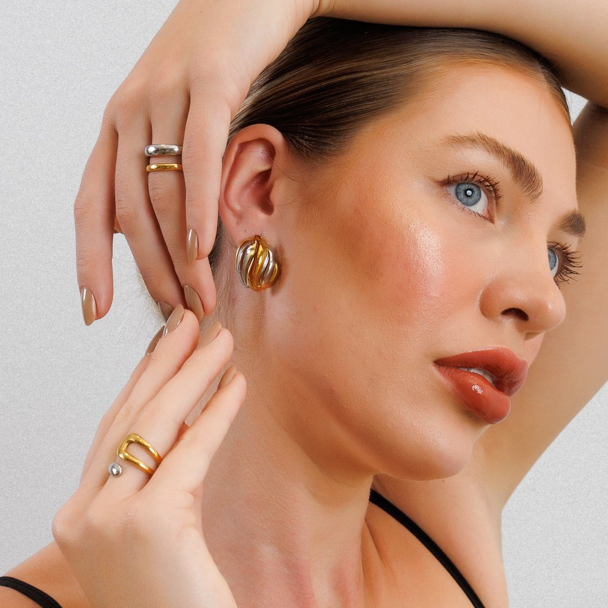 Boucles d'oreilles Twist Essence avec plaquage or et argent mixte