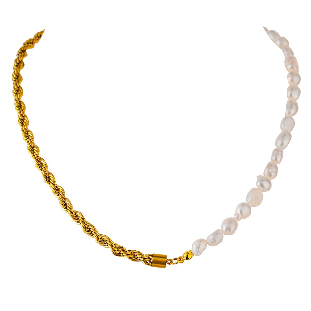 Bahian Necklace With Pearls Plated in 18k Gold