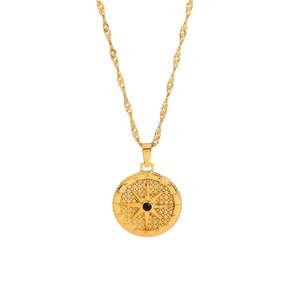 Rose Compass Star Necklace Plated in 18k Gold