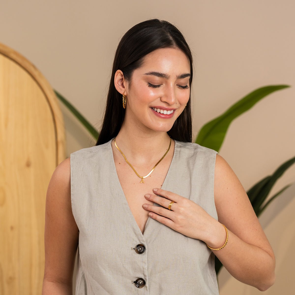 Initial Letter Necklace Gold Plated 18K