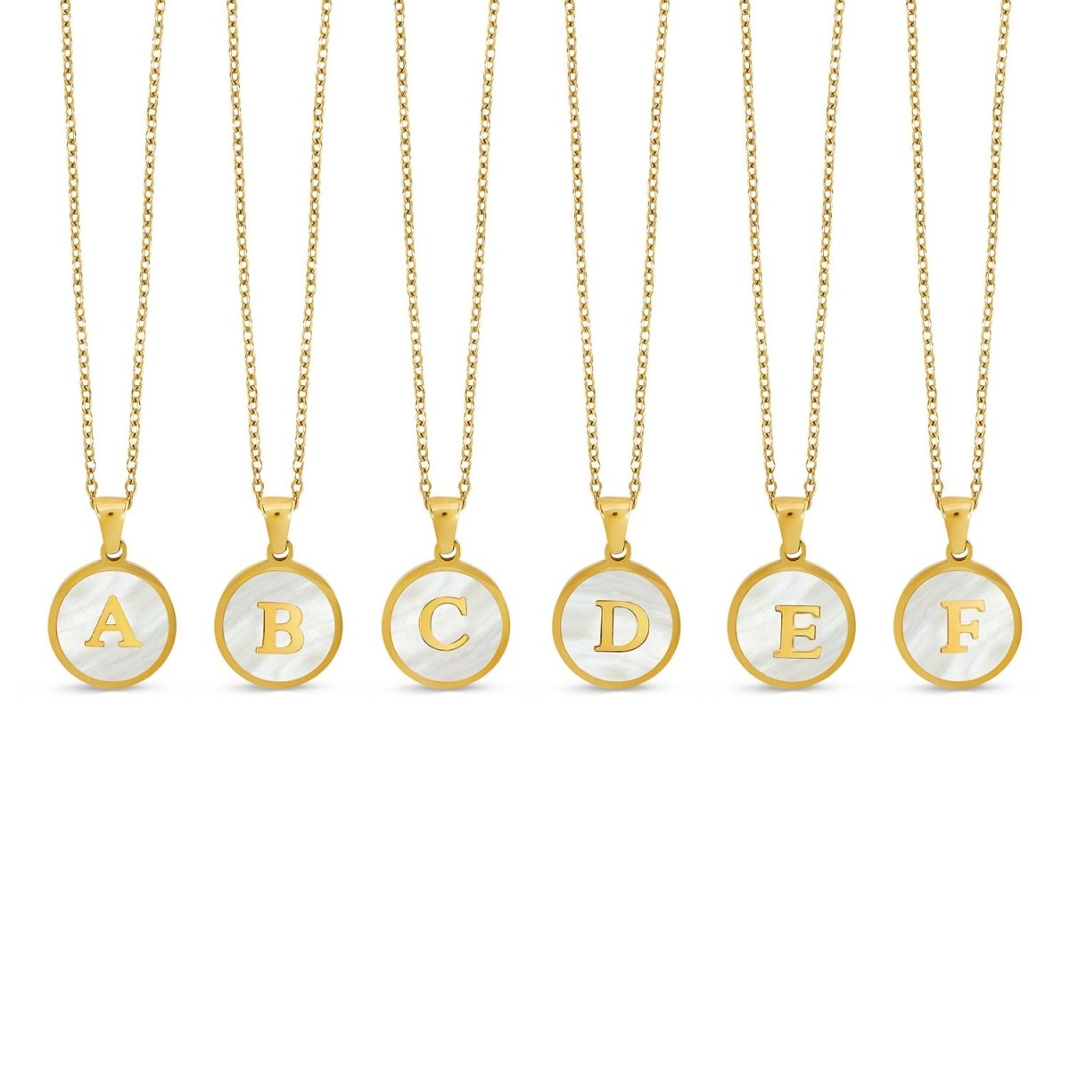 Initial Letter Marble Necklace Plated in 18K Gold