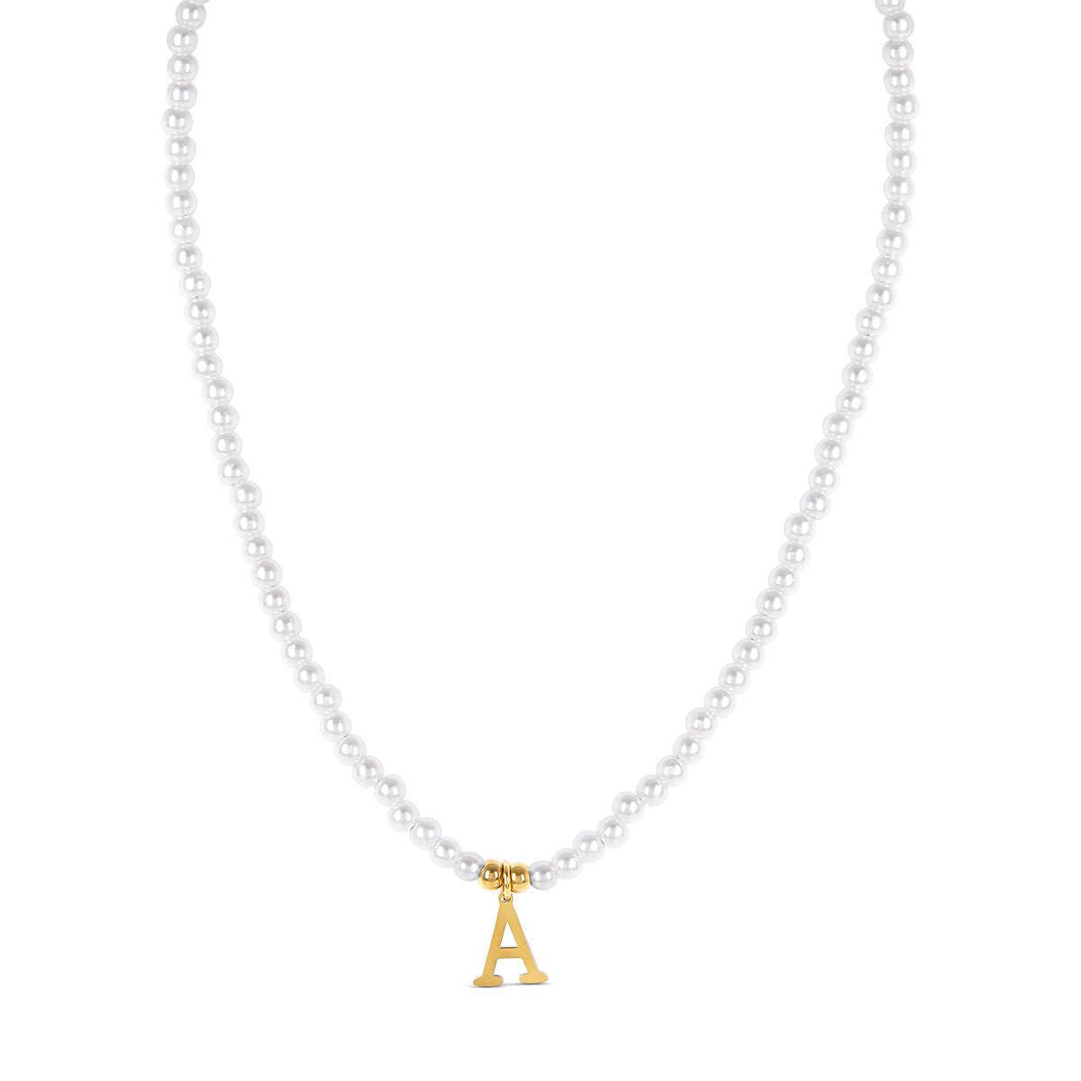 Initial Letter Pearl Necklace Plated in 18K Gold