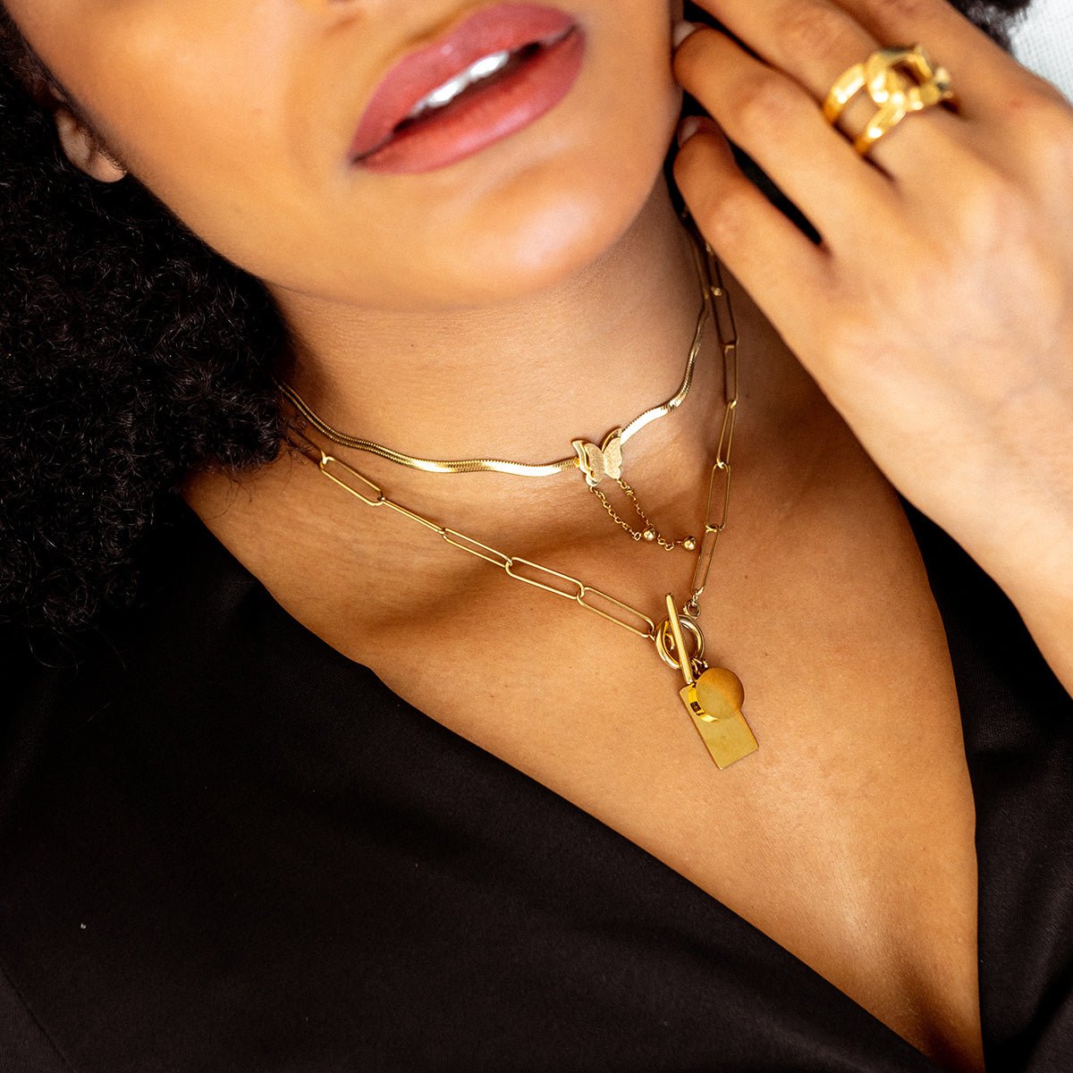 Free Butterfly Mesh Necklace Plated in 18K Gold