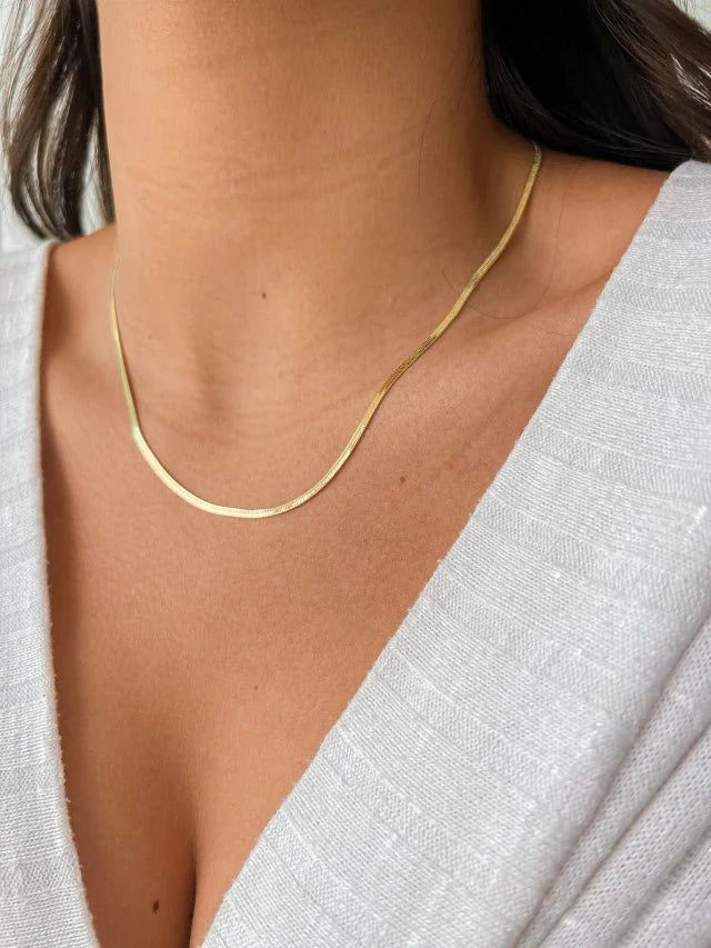 Fine 2mm Snake Chain Necklace Plated in 18k Gold